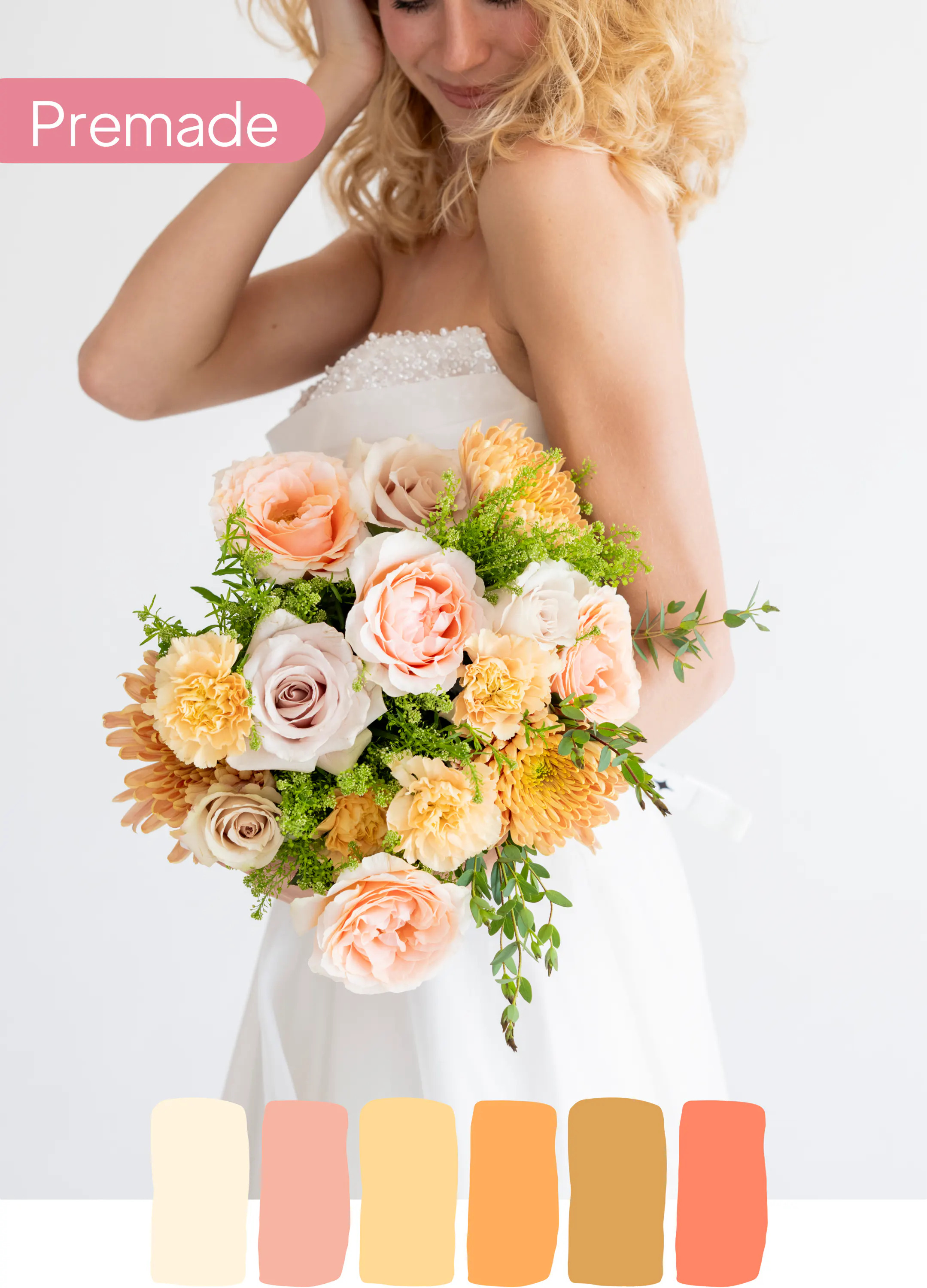 Blush & Peach Gelin Buketi – Somon ve Şeftali Tonlarının Zarif Uyumu