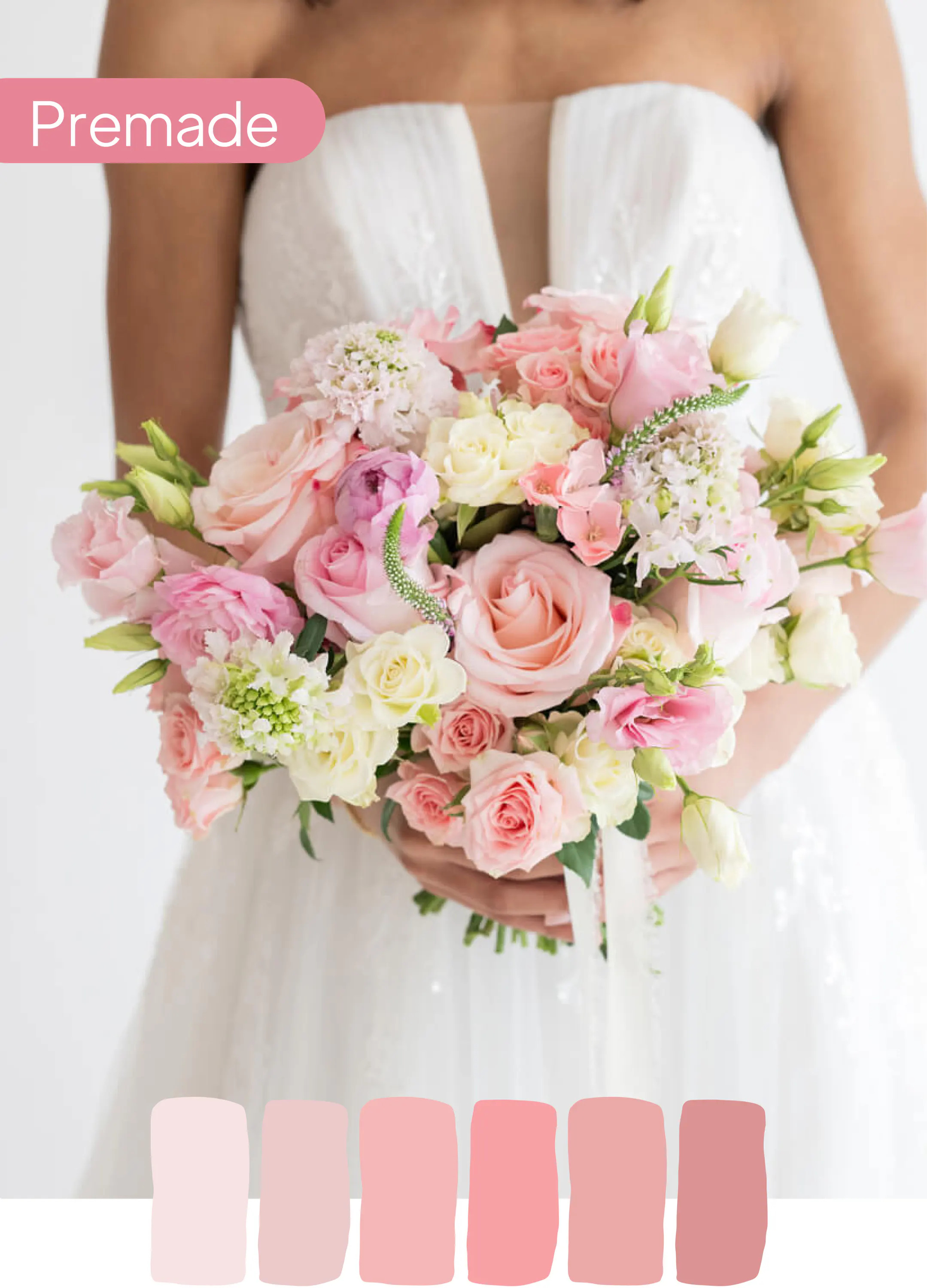 Blush Satin Gelin Buketi – Pembe ve Krem Tonlarında Zarif Buket