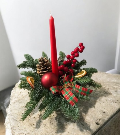 Red Classic Yılbaşı Mumlu Mini Aranjman