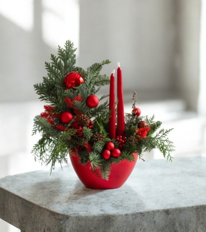 Crimson Duo Lüks Yılbaşı Mum Aranjmanı