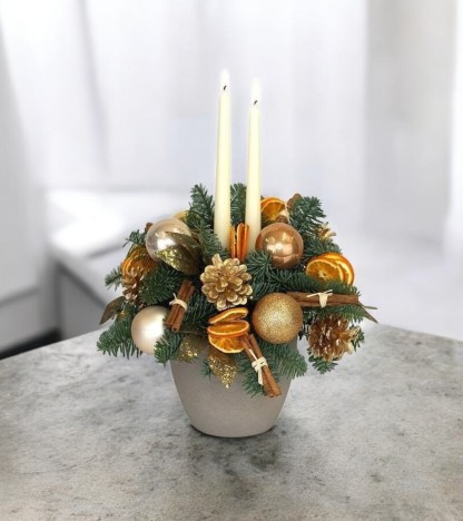 Golden Harmony Yılbaşı Mumlu Lüks Aranjman