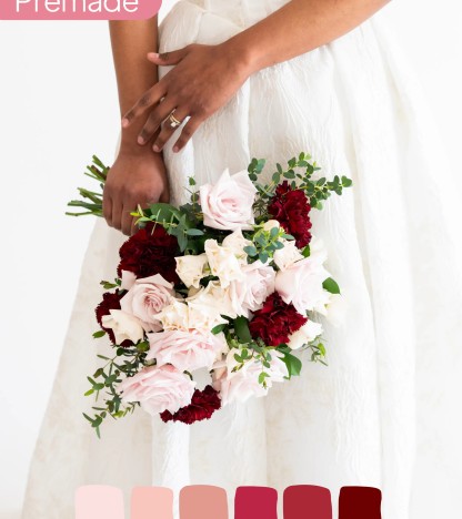 Blush & Burgundy Gelin Buketi – Pudra ve Bordo Zarafeti