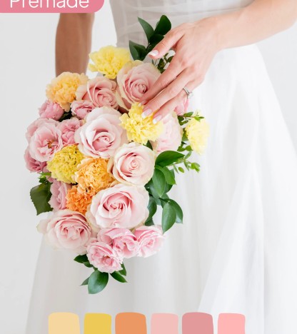 Blush & Buttercream Gelin Buketi – Pembe ve Sarının Romantik Uyumu