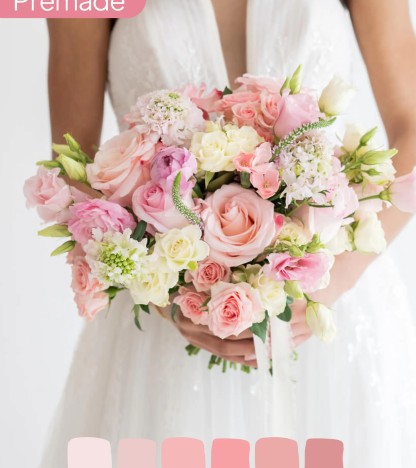 Blush Satin Gelin Buketi – Pembe ve Krem Tonlarında Zarif Buket