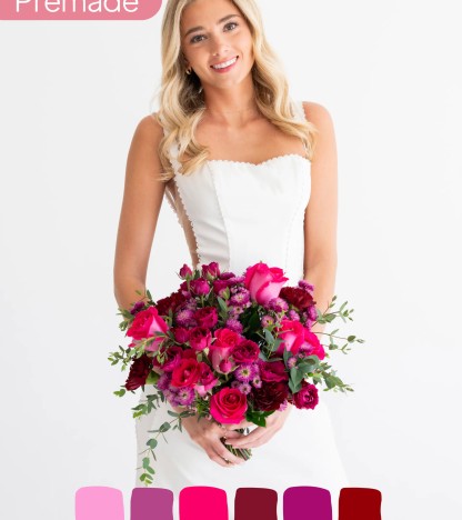 Deep Pink Gelin Buketi – Fuşya ve Bordo Tonlarının Zarif Dansı