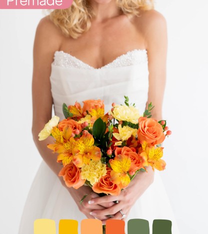Orange Blossom Gelin Buketi – Turuncu ve Sarının Işıltılı Uyumu