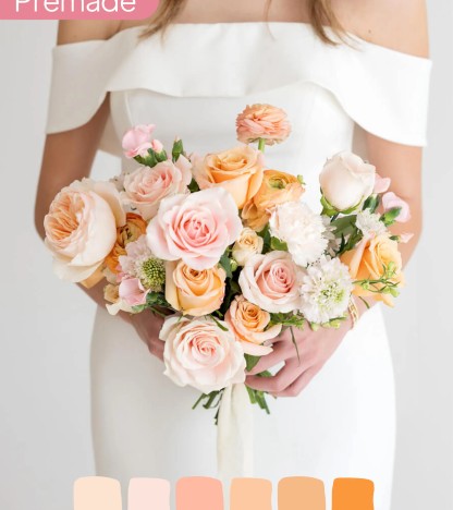 Peachy Keen Gelin Buketi – Şeftali ve Pudra Tonlarının Romantik Uyumu