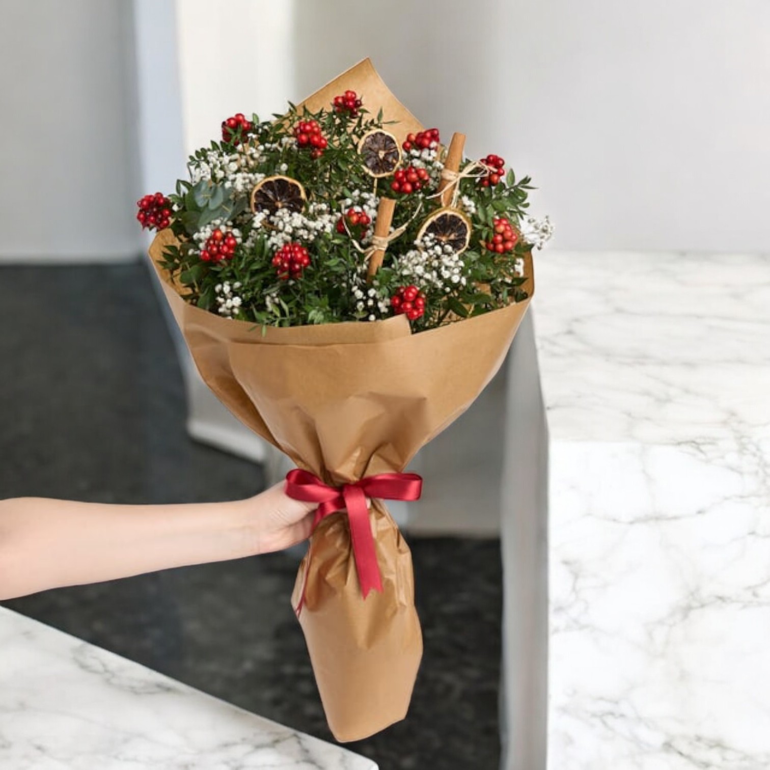 Kokina & Tarçın Kış Buketi – Rustic Winter Charm