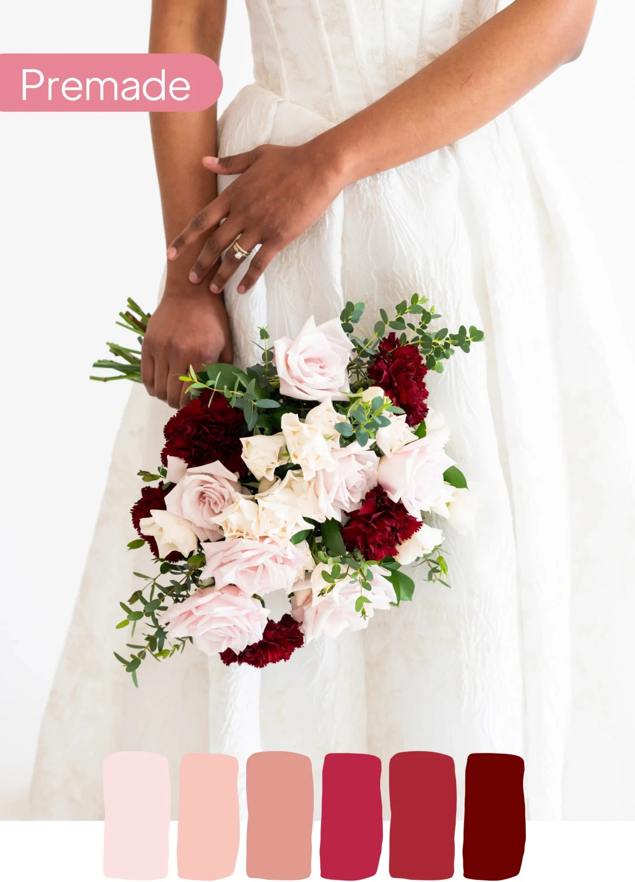 Blush & Burgundy Gelin Buketi – Pudra ve Bordo Zarafeti