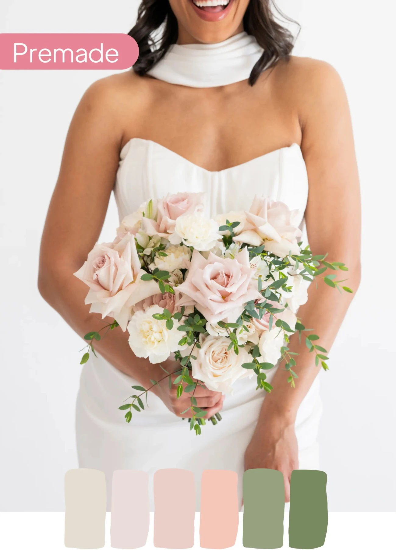 Blushy Gelin Buketi – Pudra Güller ve Beyaz Çiçeklerden Zarif Buket