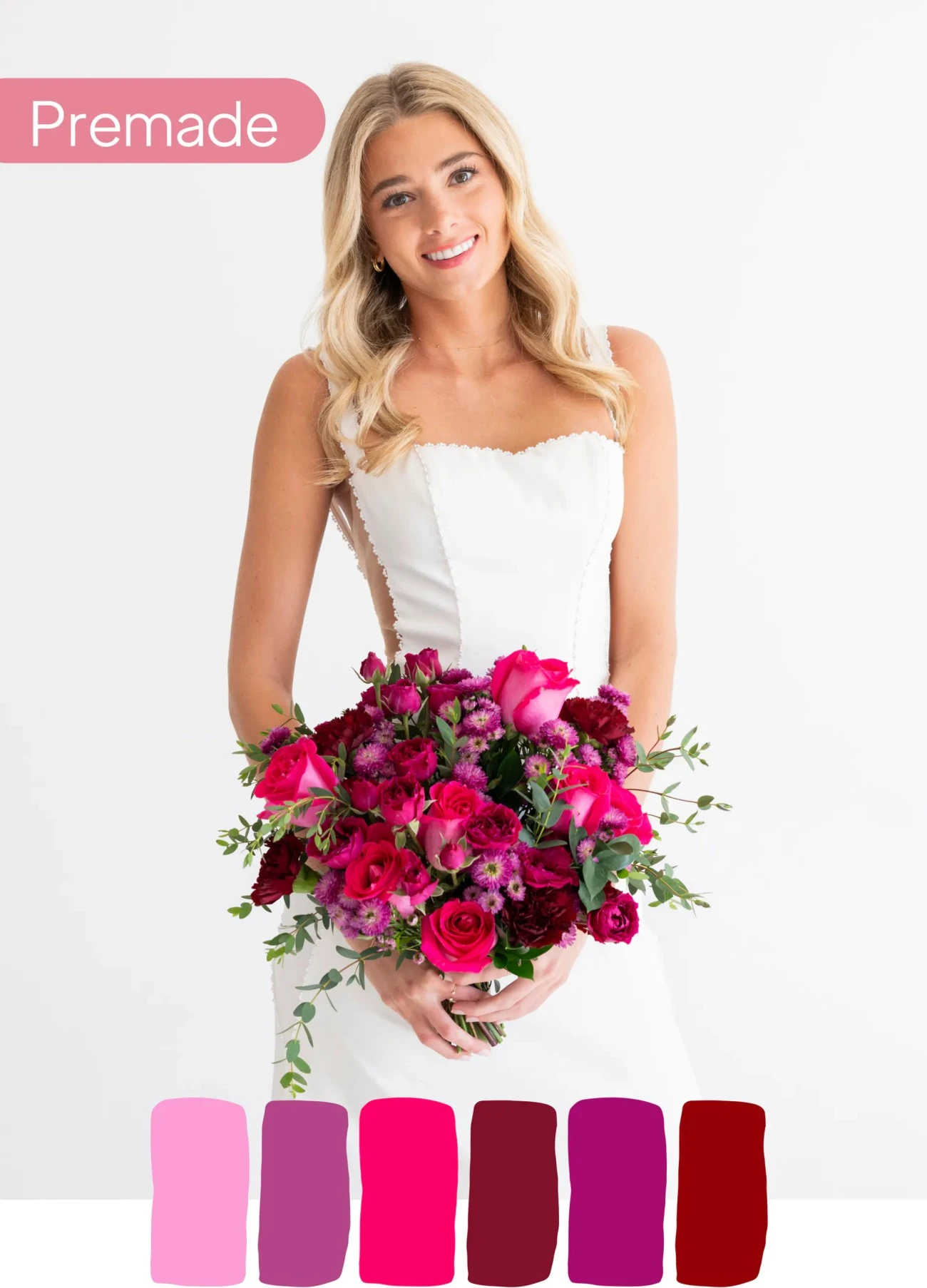 Deep Pink Gelin Buketi – Fuşya ve Bordo Tonlarının Zarif Dansı