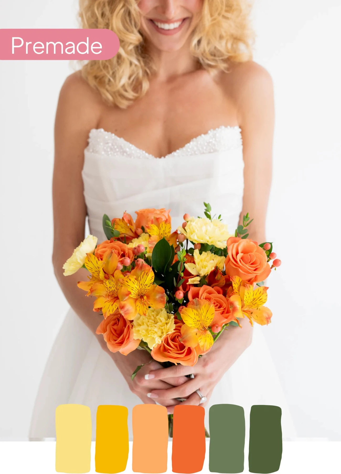 Orange Blossom Gelin Buketi – Turuncu ve Sarının Işıltılı Uyumu