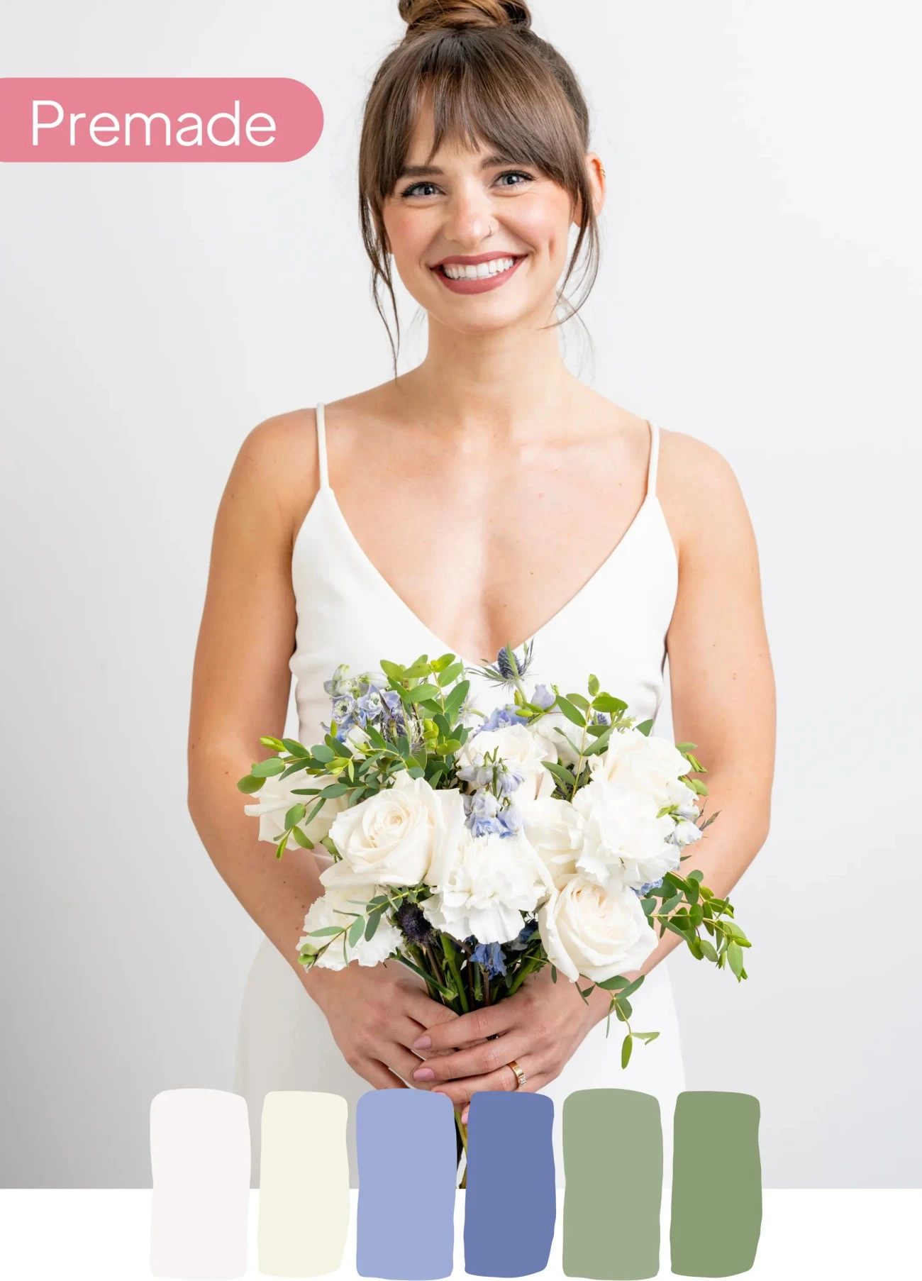 Periwinkle Gelin Buketi – Mavi ve Beyazın Zarif Uyumu