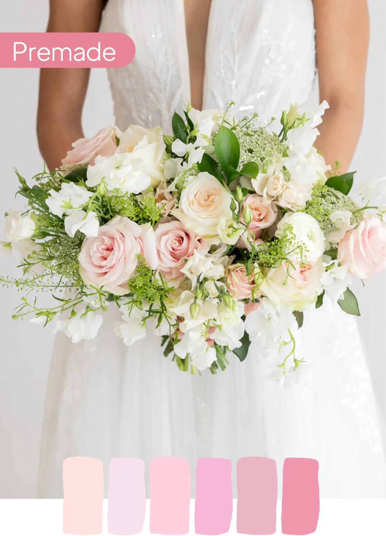 Soft Blush Gelin Buketi – Pudra Pembe ve Beyaz Çiçeklerden Zarif Buket